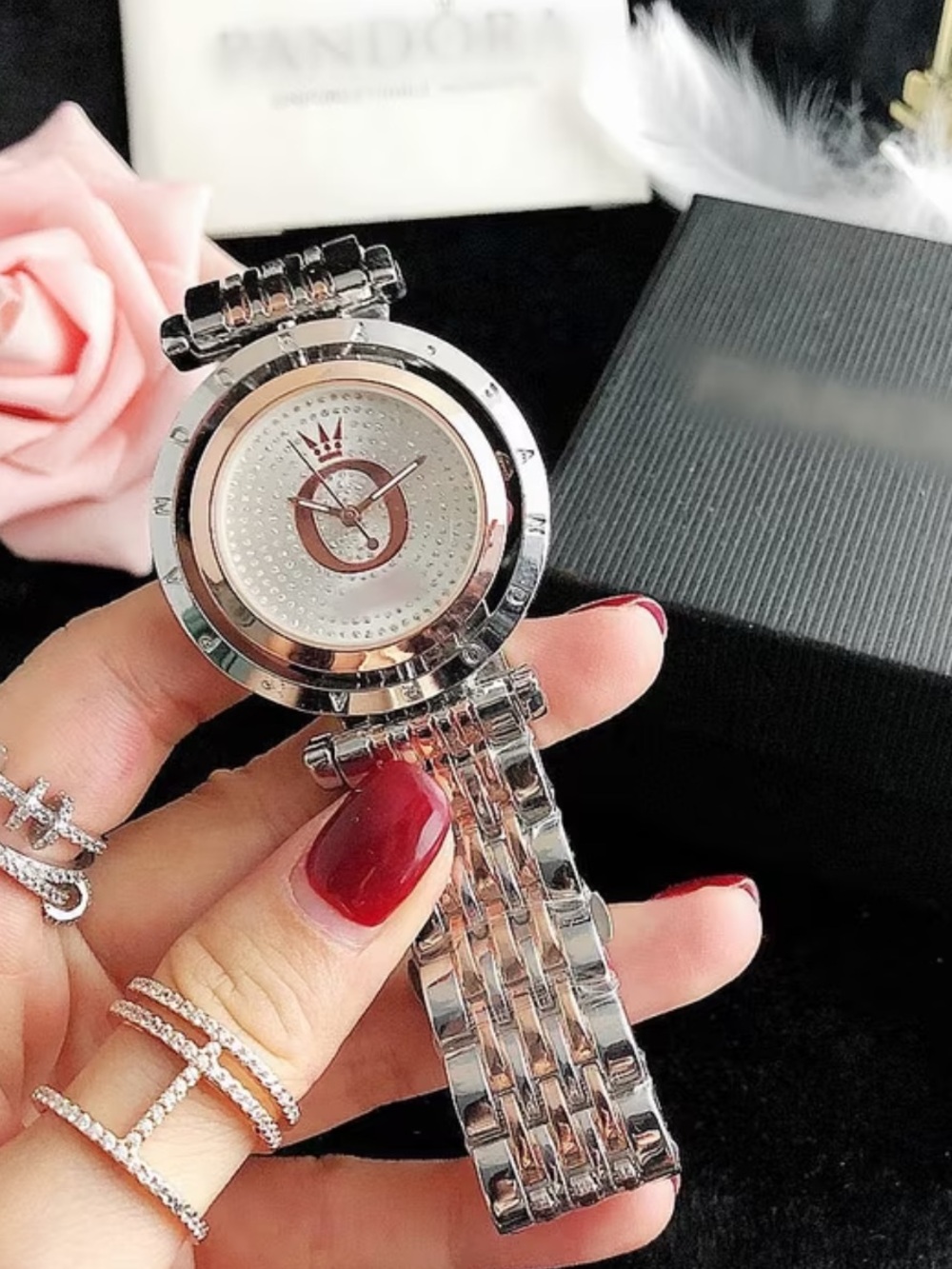 Pandora Silver Women's Crystal Accent Bracelet Watch
